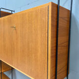 Mid century german teak floating wall unit by Dieter Hilker for Omnia, 1960s