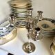 Chandelier with 4 lights, silver-plated candlestick.