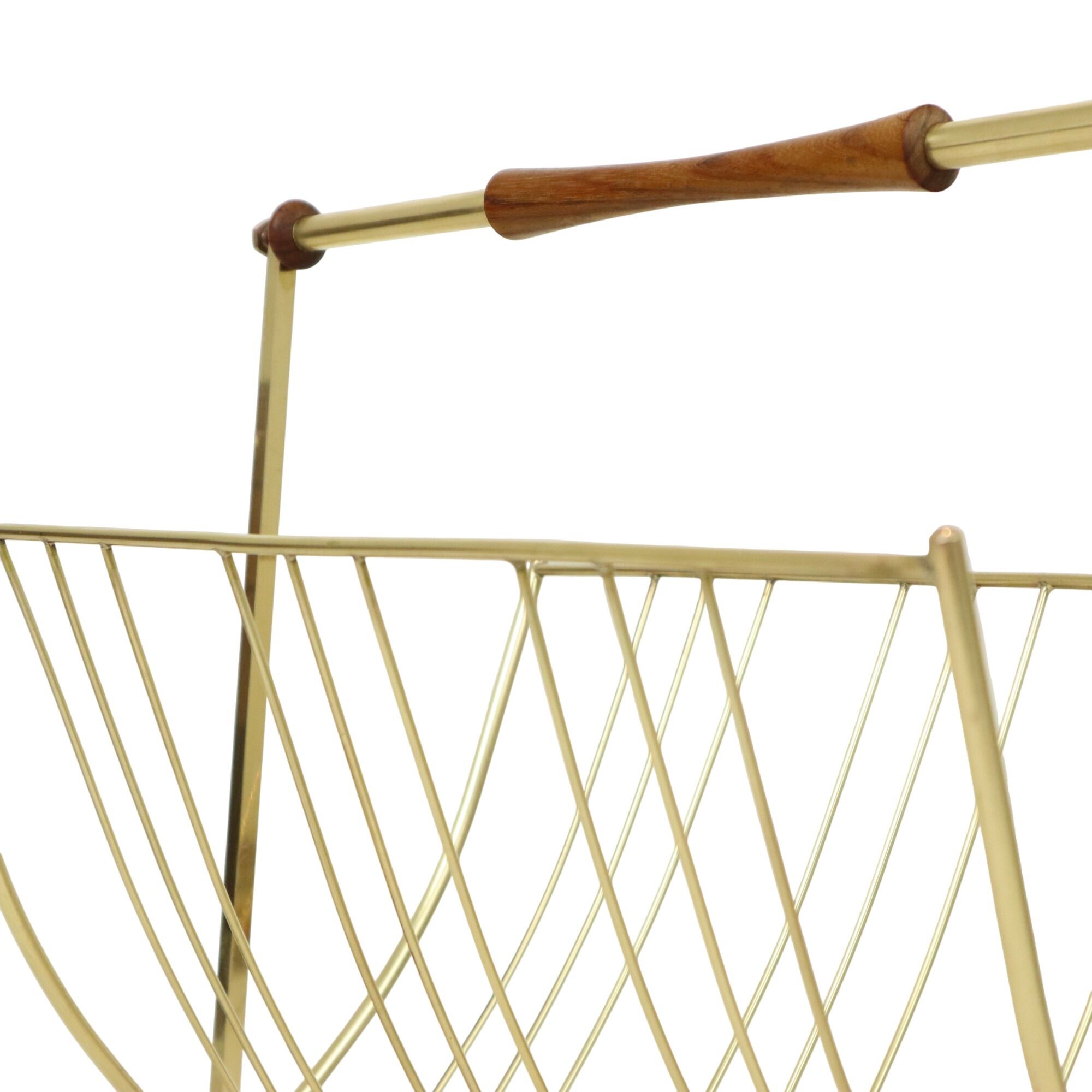 Brass rosewood magazine rack design sixties