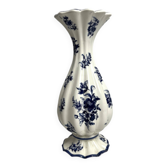 Capodimonte, vase volanté bleu blanc Italie XXème
