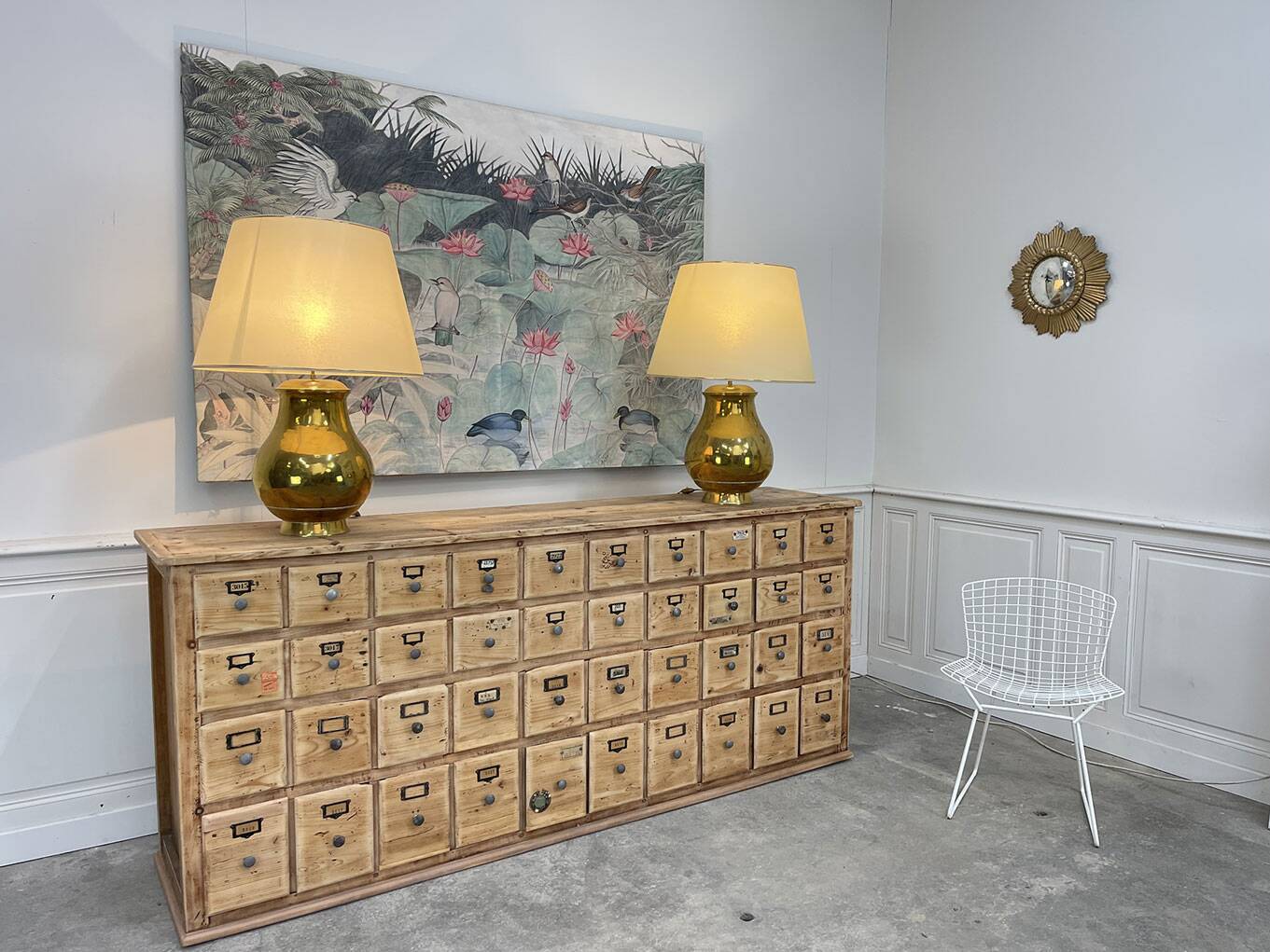 Pair of large vintage brass lamps