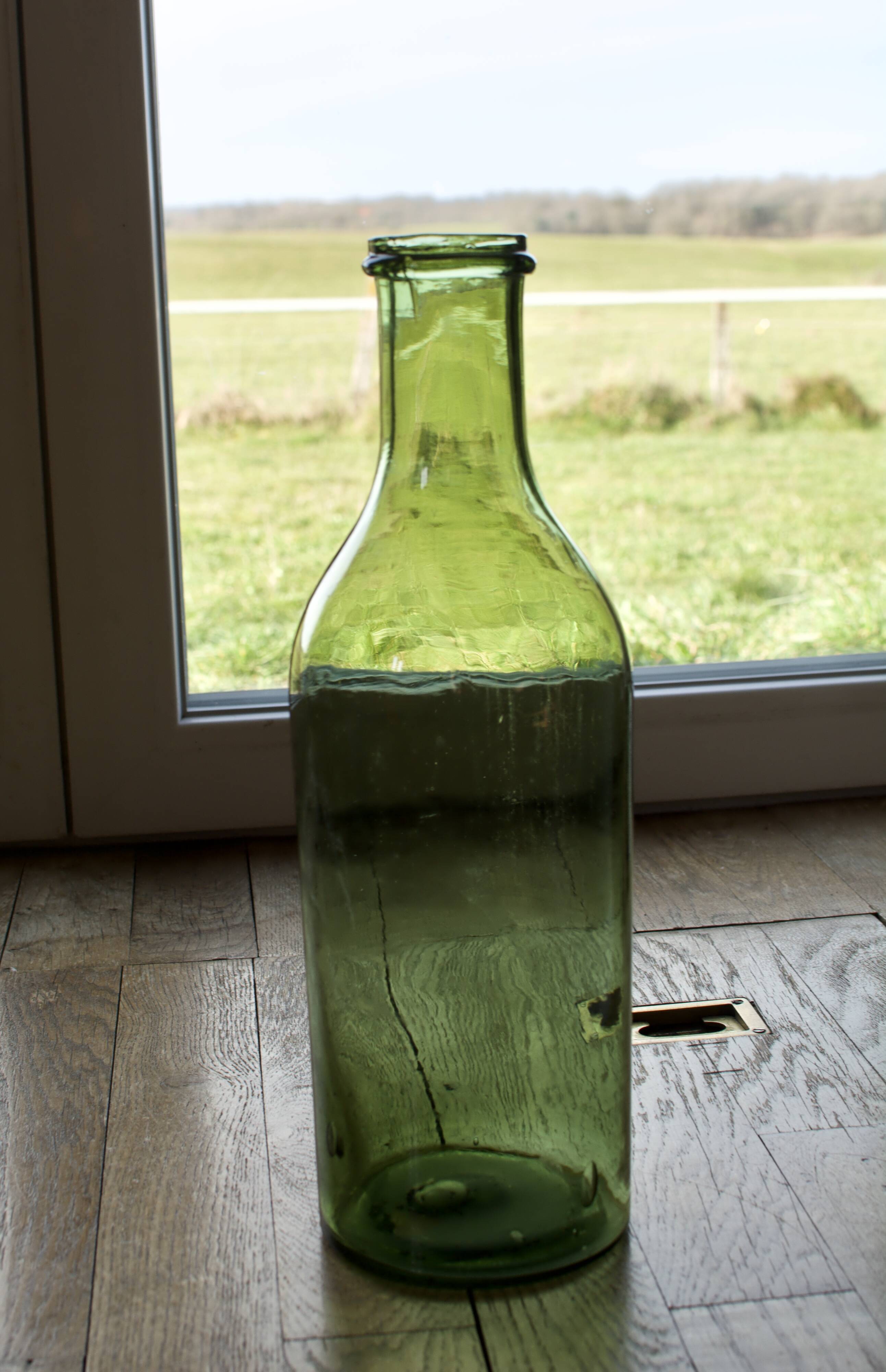 Green blown glass canister