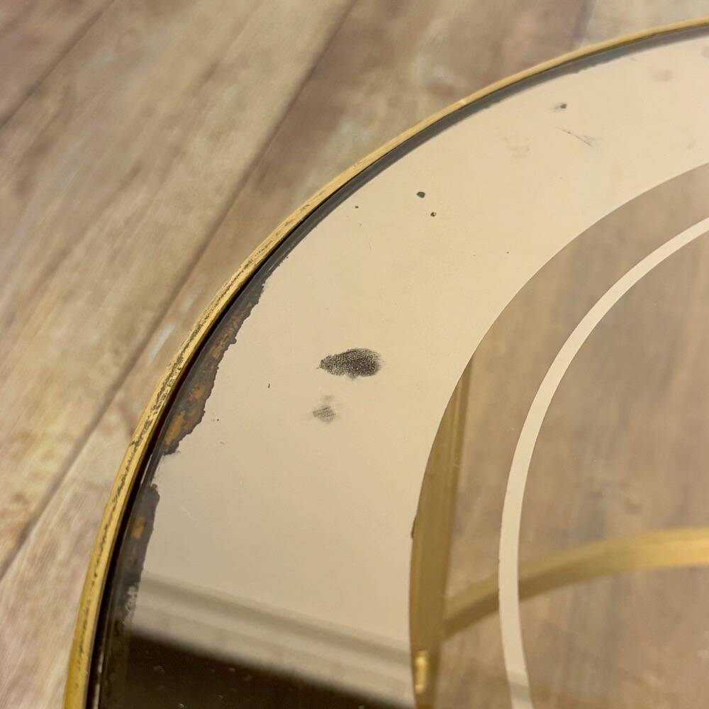 Tables gigognes rondes bronze doré verre fumé vintages