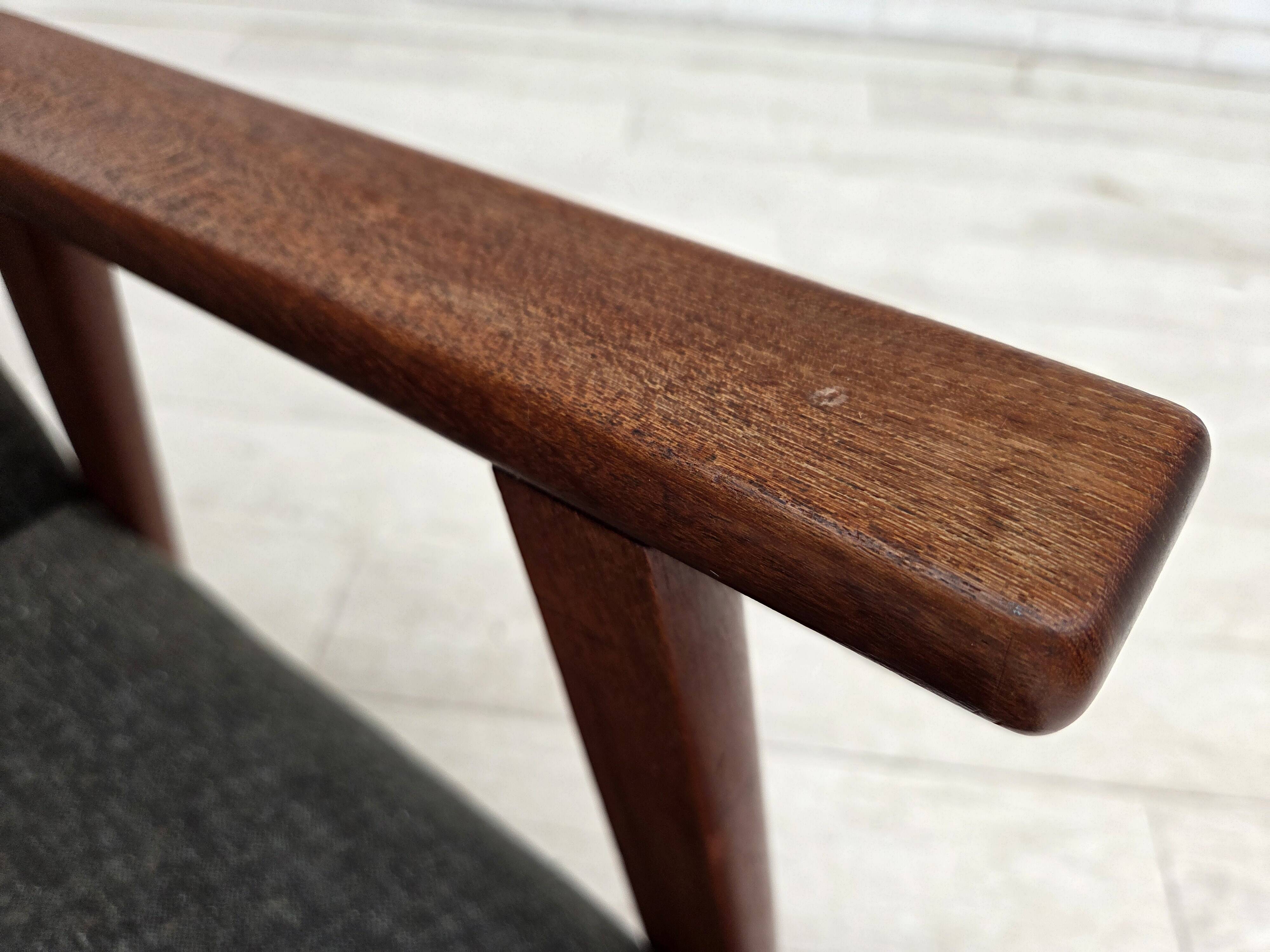 1970s, Danish highback armchair, furniture fabric, teak wood.