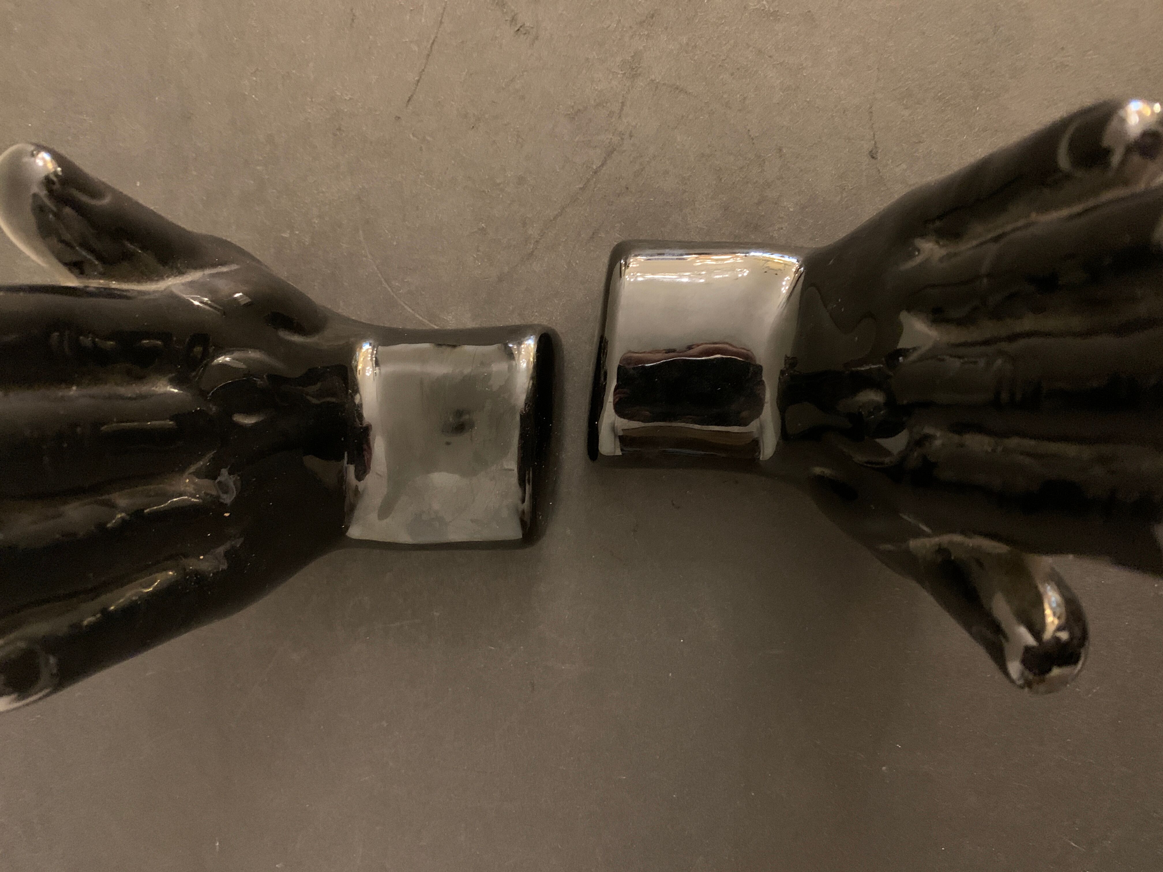 Pair of black ceramic hand book greenhouse, 1970, Netherlands