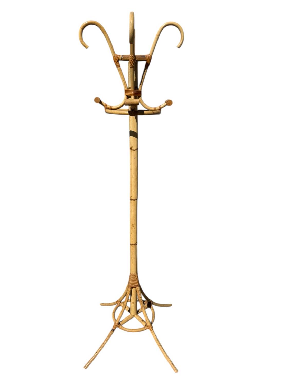 1960s Rattan Coat Rack from France