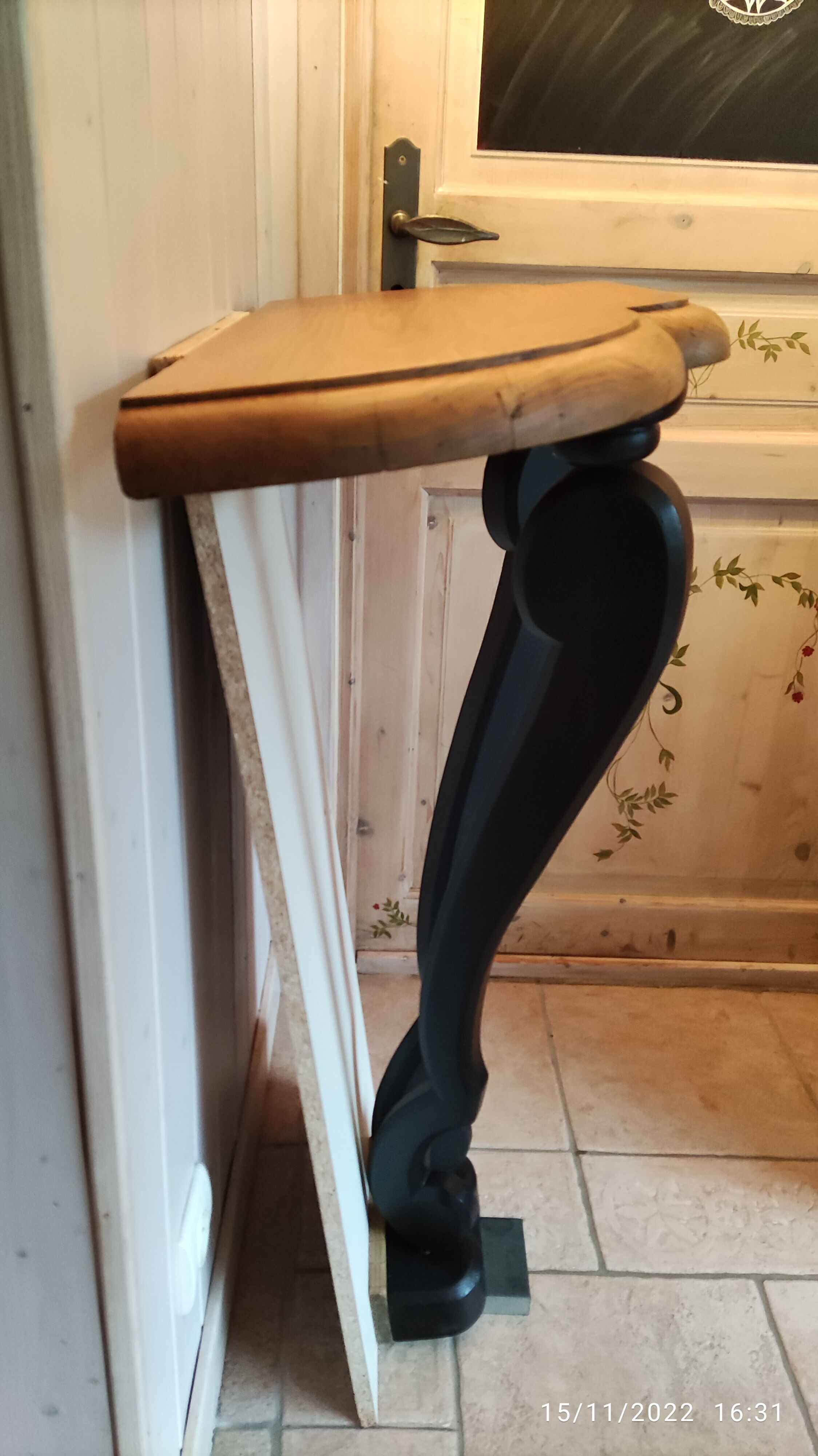 Solid oak style console to be fixed to the wall