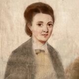 Dessin ancien au pastel sur papier portrait de femme