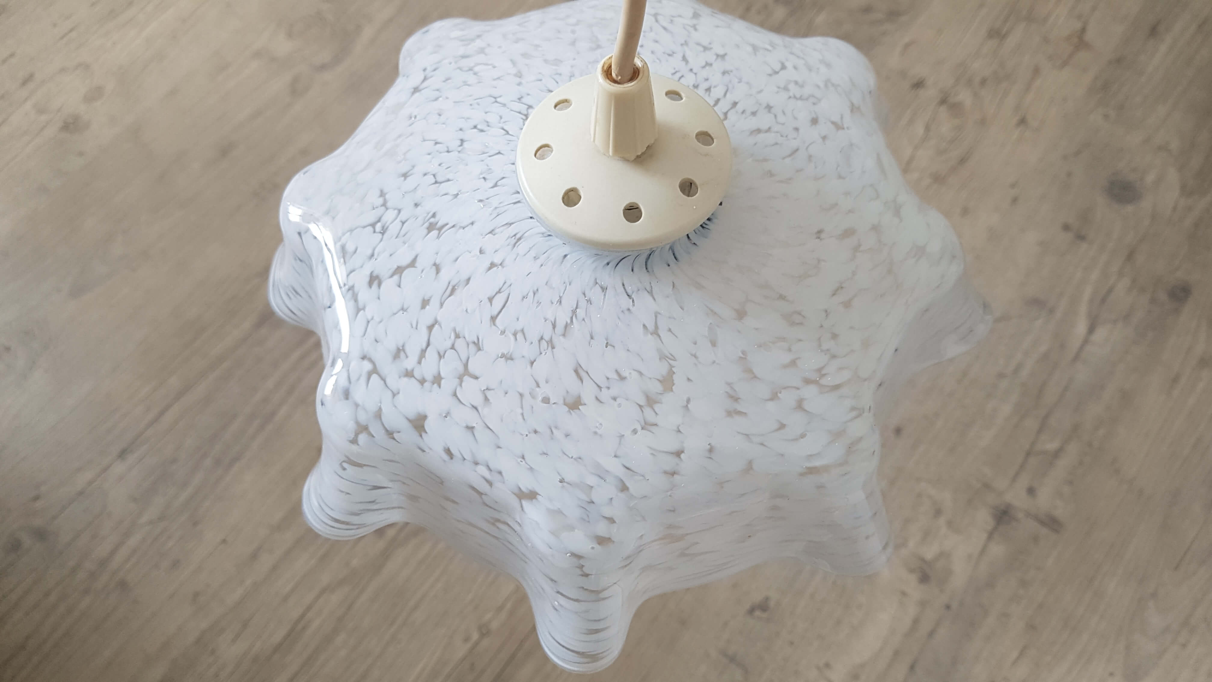 Vintage white murano glass hanging lamp