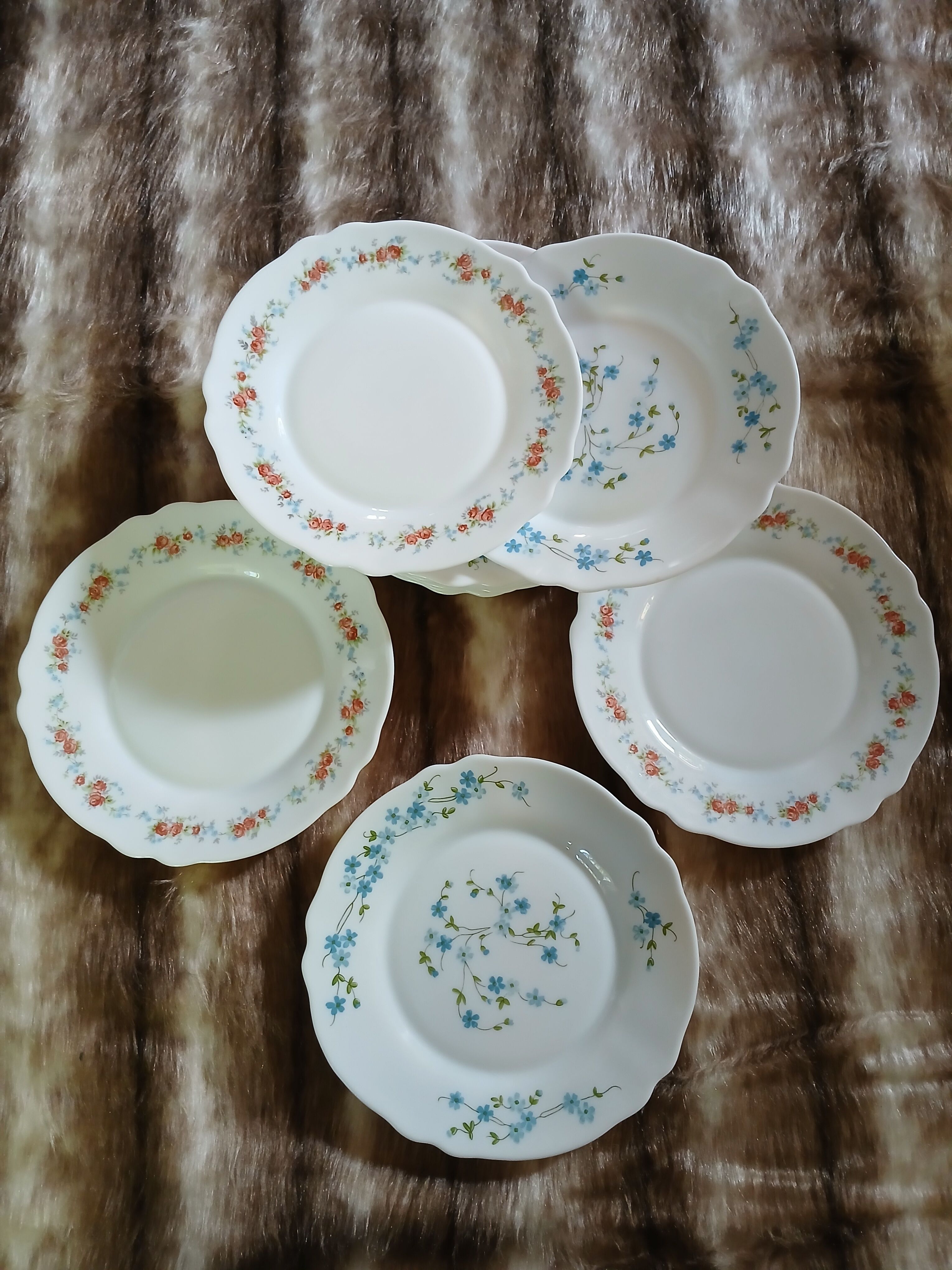 11 vintage dessert plates in Arcopal