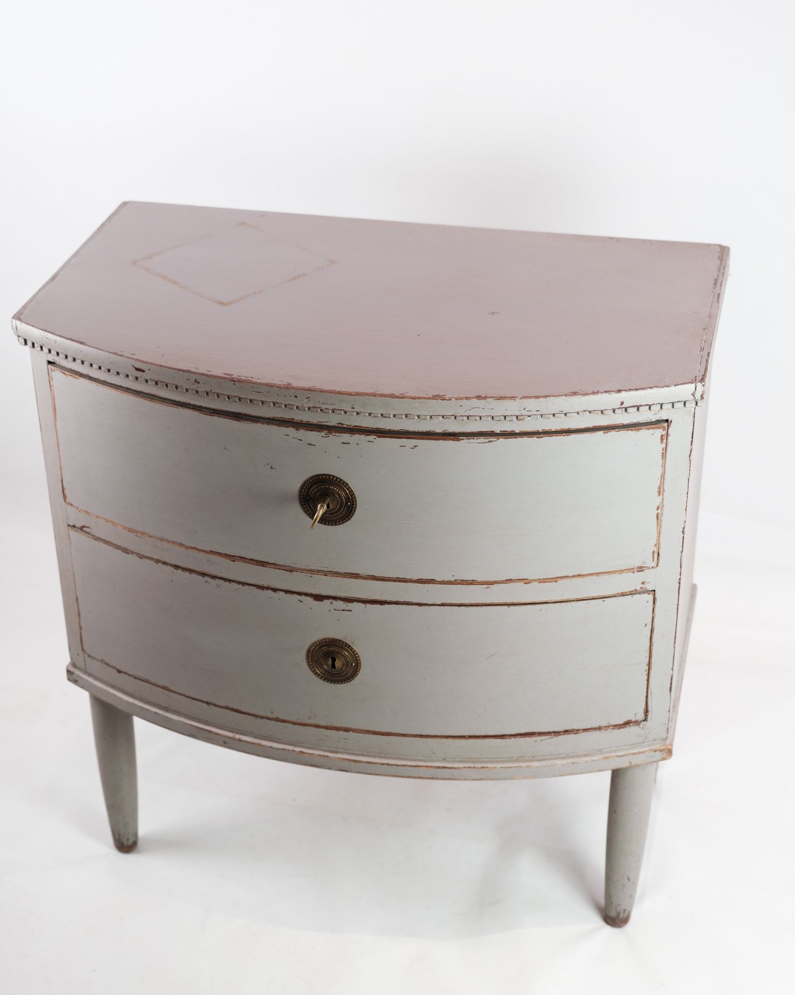 Gustavian chest of drawers with two drawers in gray painted from the year 1890s
