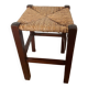 Vintage straw wood stool