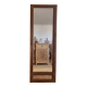 Grand miroir ancien en chêne massif brut et cannage 