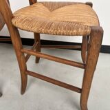 4 old rustic straw chairs