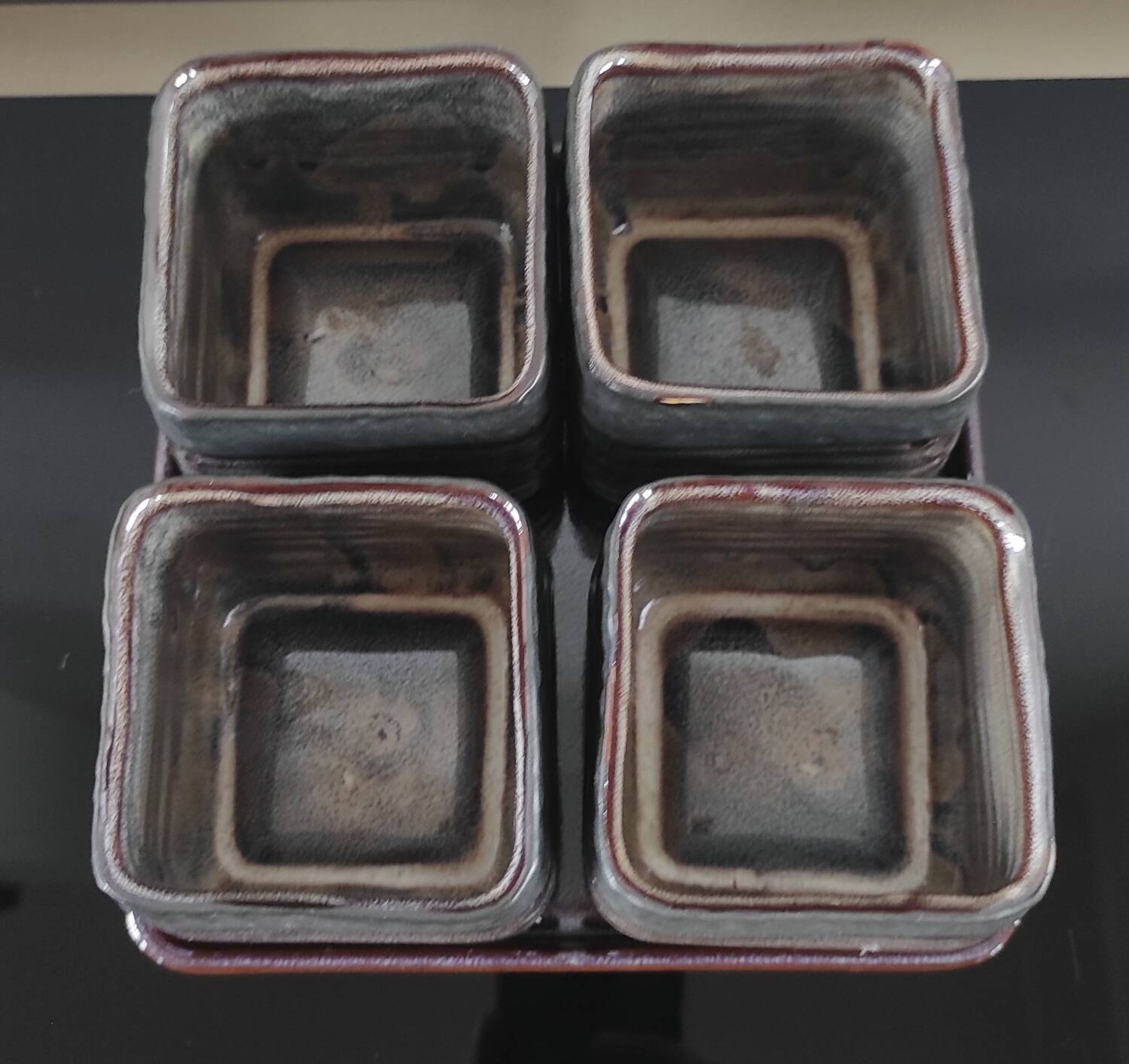 Vintage Set in Glazed Ceramic – 4 Bowls & Tray – Style