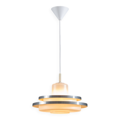 Suspension Doria en verre opalin et aluminium