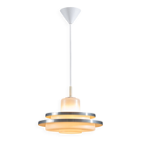 Doria pendant in opal glass with decorative aluminium discs