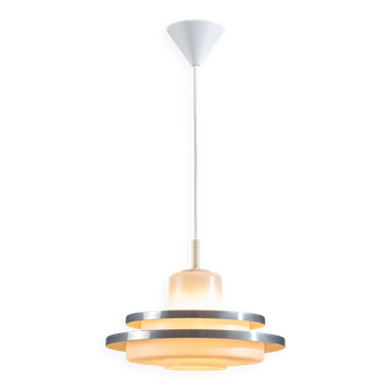 Suspension Doria en verre opalin et aluminium