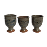 Trois tasses de potier en grès émaillé vintages