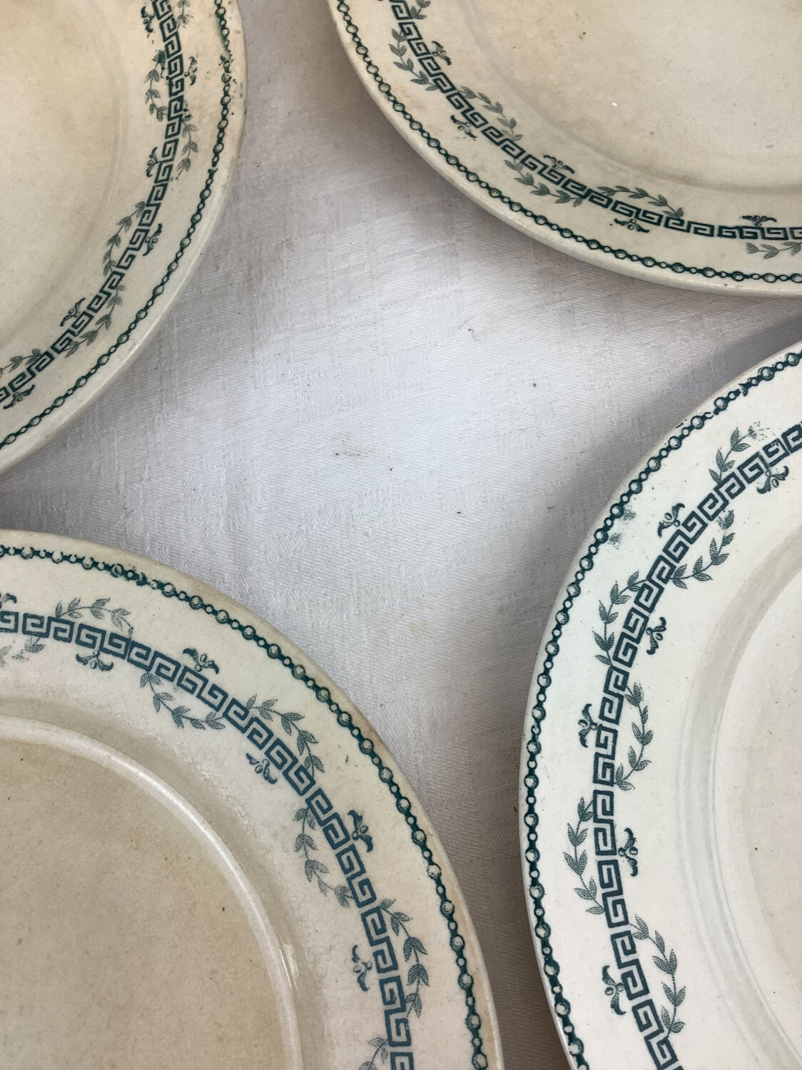 6 old flat iron earth plates