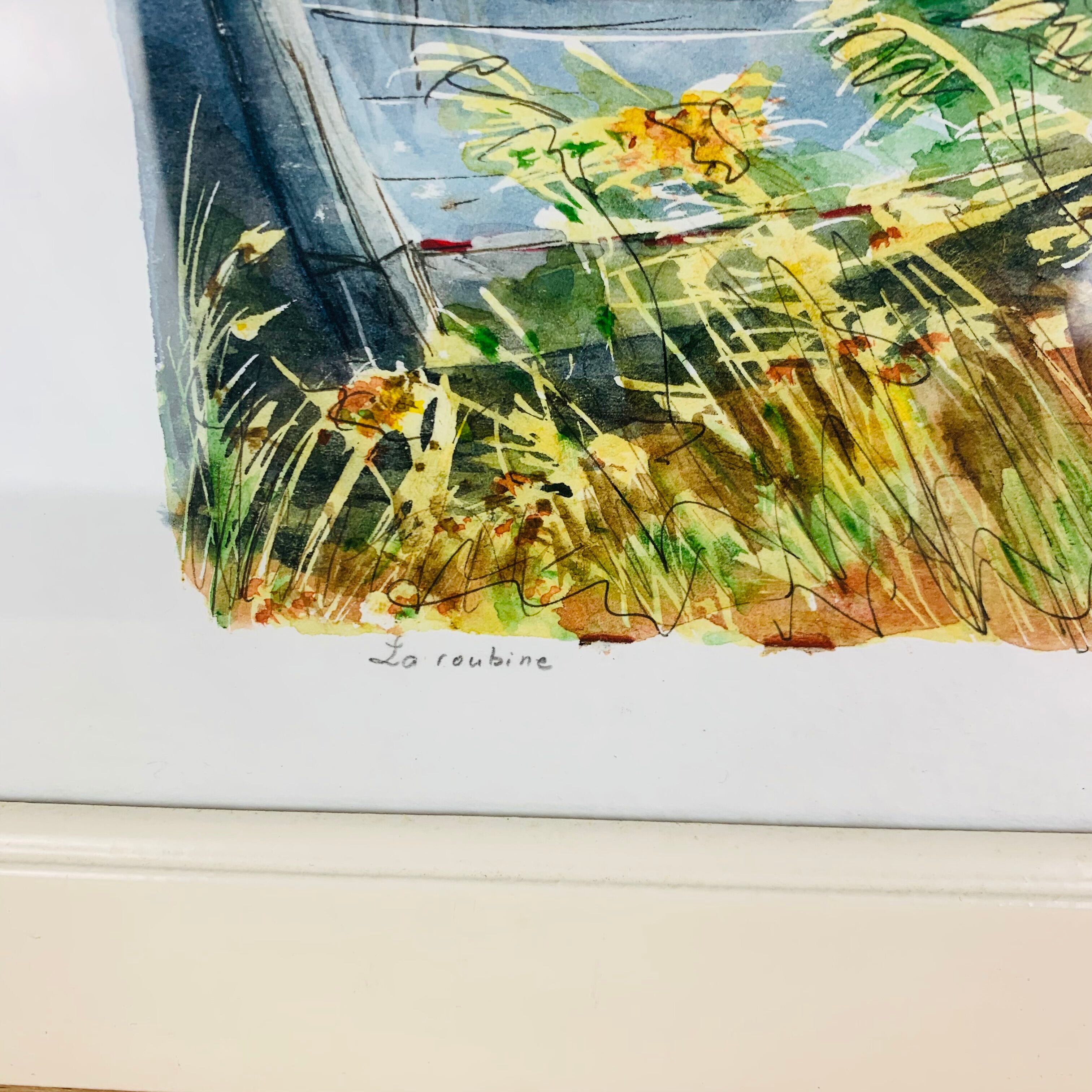 Marine watercolor painting by Jean Pierre Bailleul "La Roubine"