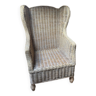 Fauteuil en rotin à oreille
