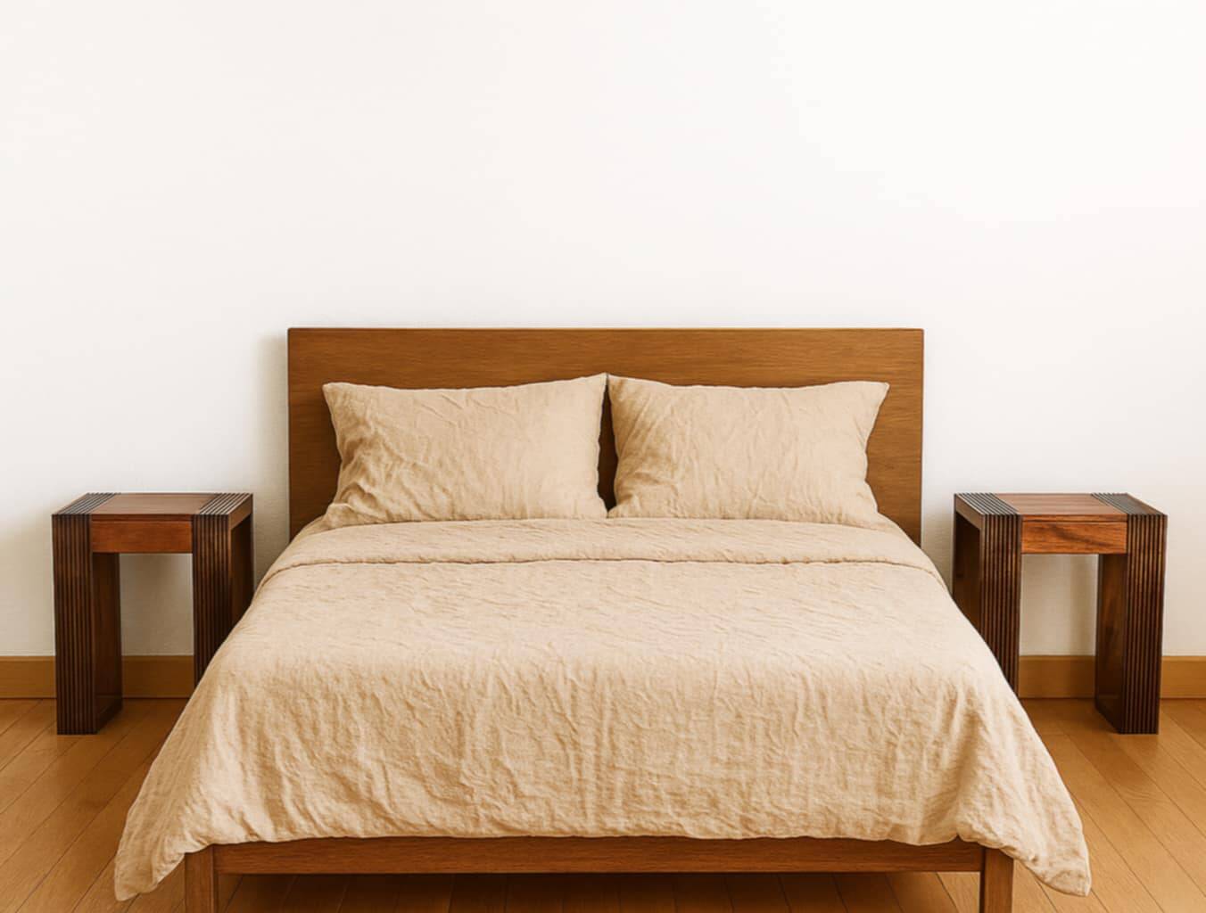 Pair of exotic wood bedside tables
