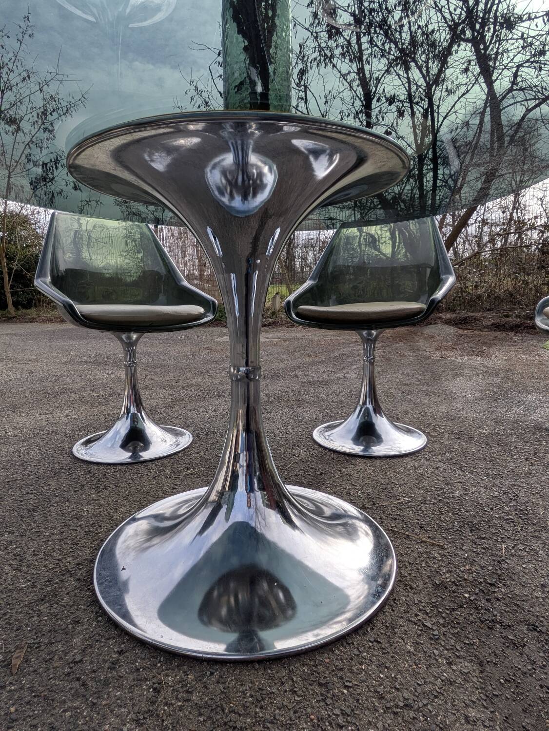 Oval dining table & 6 Gastone Rinaldi vintage chairs Roche Bobois