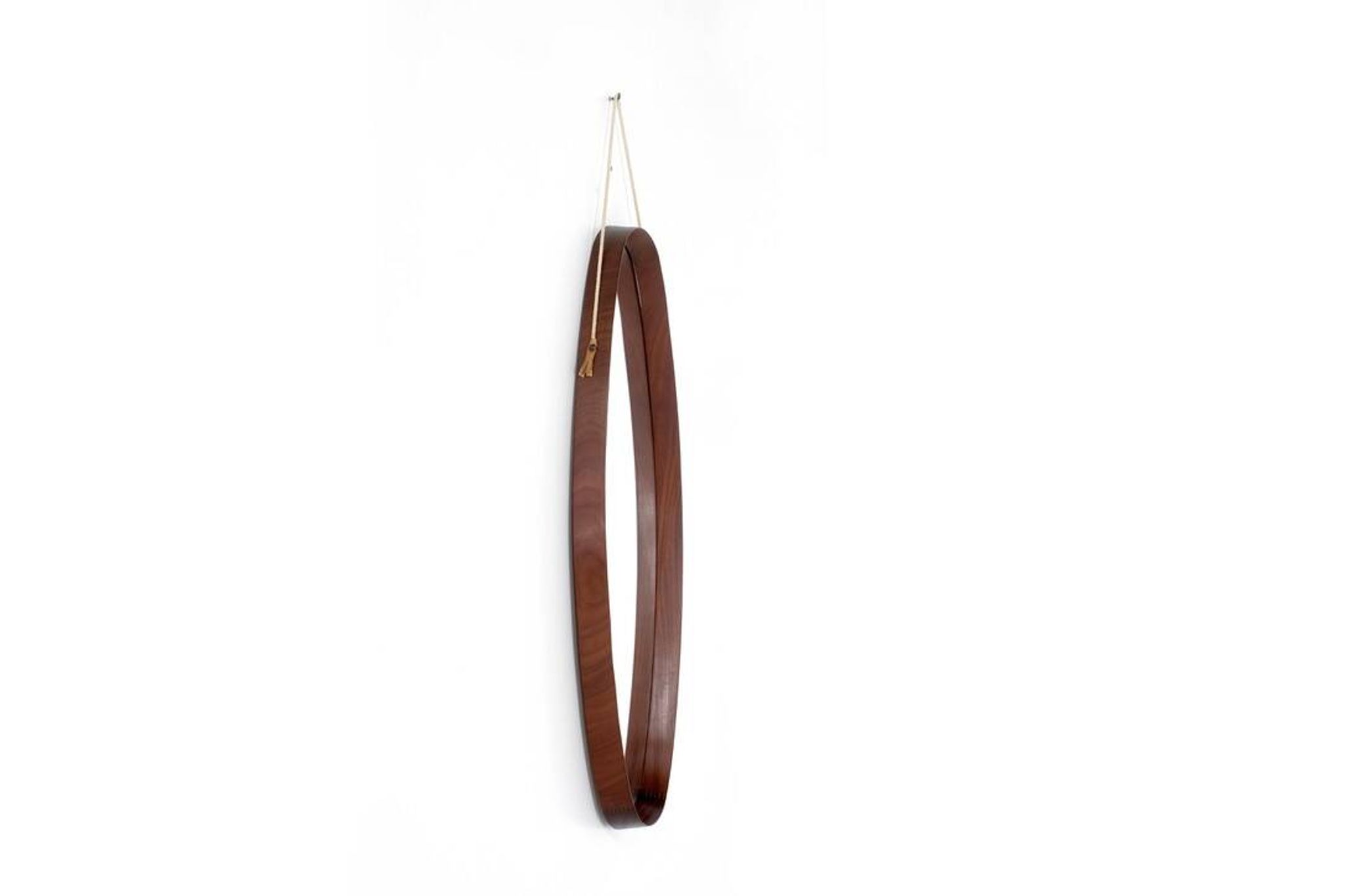 Vintage oval wooden mirror, Italy, 1960s.