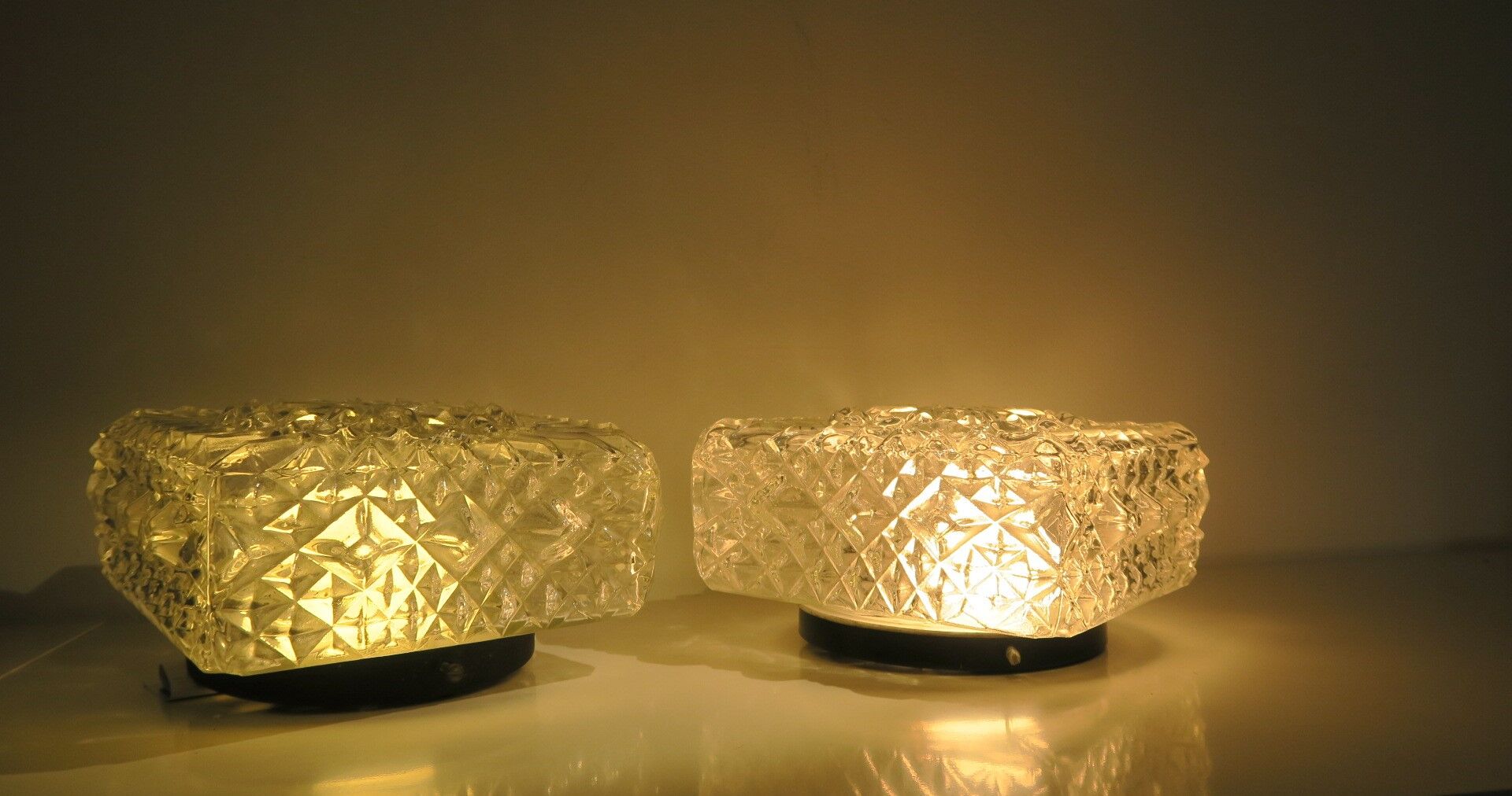 Glass ceiling lamp pair