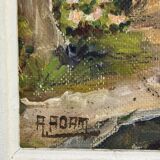 Oil on panel View of a villa in the South of France signed A. Adam circa 19