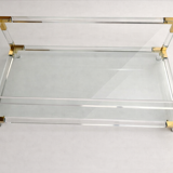 Italian coffee table Fabian, glass, plexiglass and brass, 1970-80.