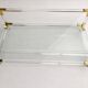 Table basse italienne Fabian verre, plexiglas et laiton, 1970-80