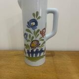 Ancien pichet Quimper gf céramique blanc décor fleurs peint
