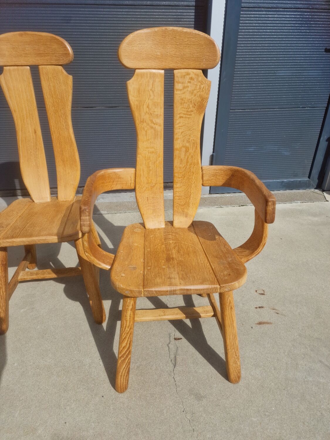 Set of 8 Britalist Oak Chairs from De Puydt, Belgium 1970s