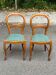 2 Louis Philippe chairs in solid curved wood and embroidered blue-green fabric