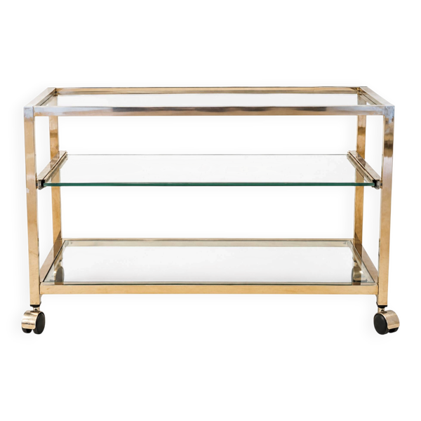 Titre  Desserte Hollywood Regency chrome & verre – années 70