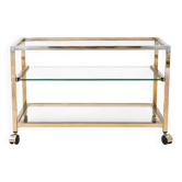 Titre  Desserte Hollywood Regency chrome & verre – années 70