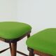 A pair of wood bar stools- Green premium wool - Rustic style/MCM
