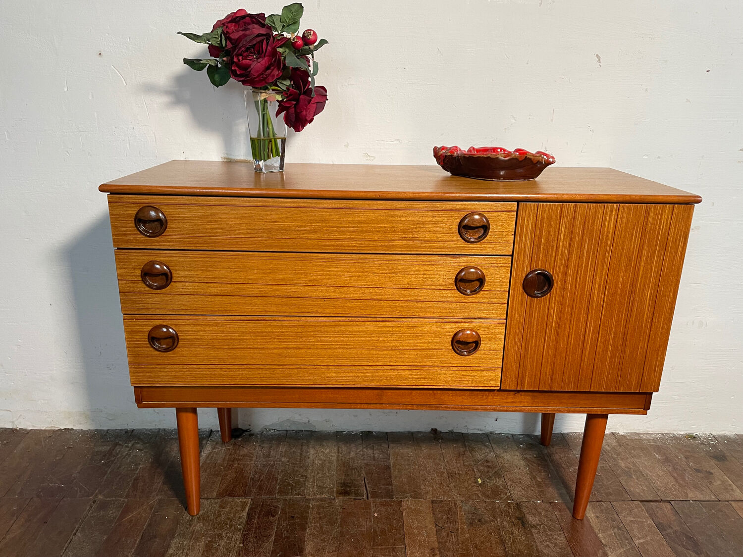 Mid century retro vintage sideboard teak by schreiber 1960