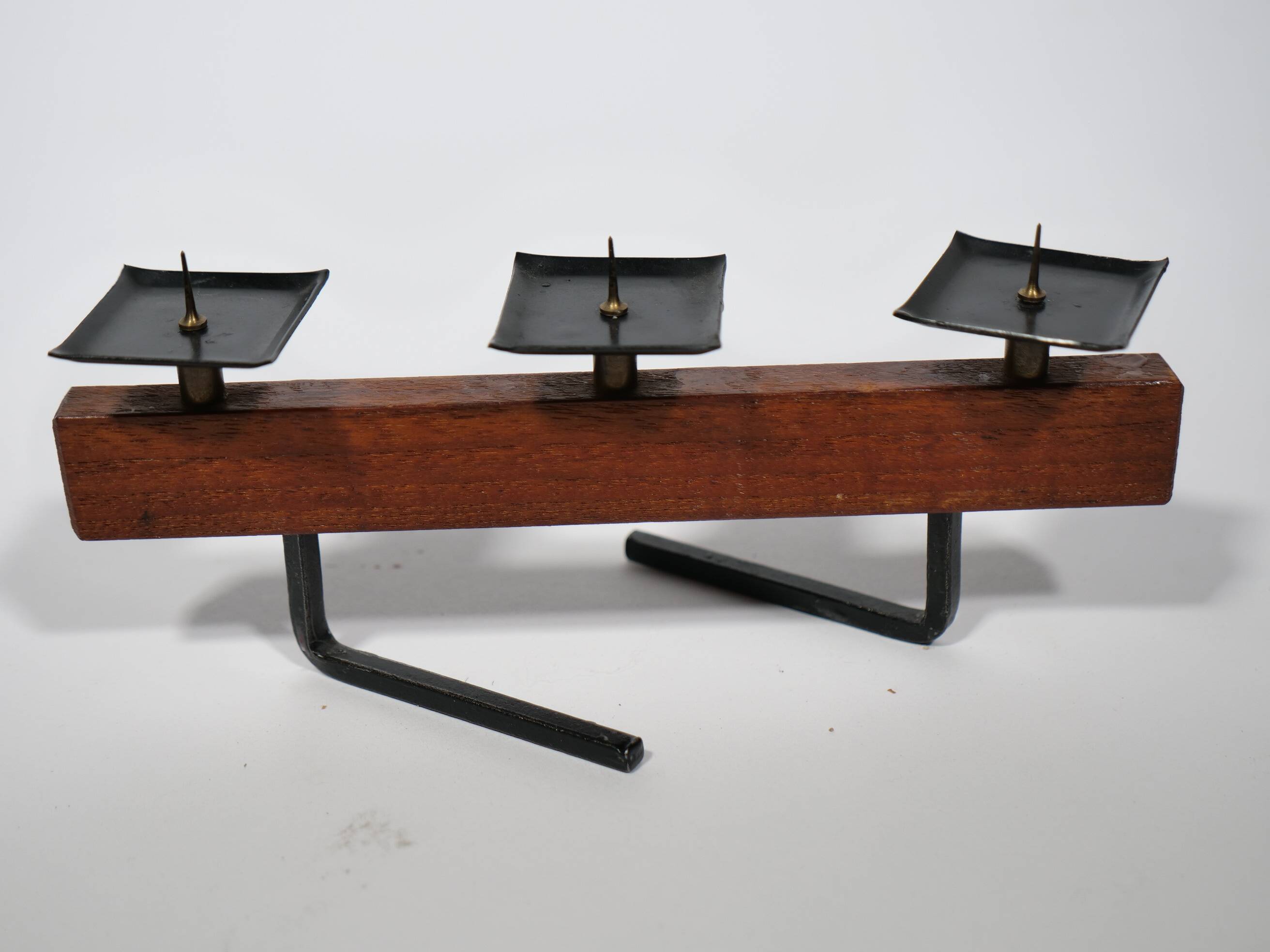 Teak Candle Holder Mid Century 1950s