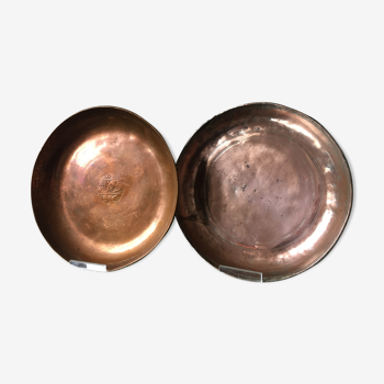 2 ottoman antique  plates bowls copper tin coated