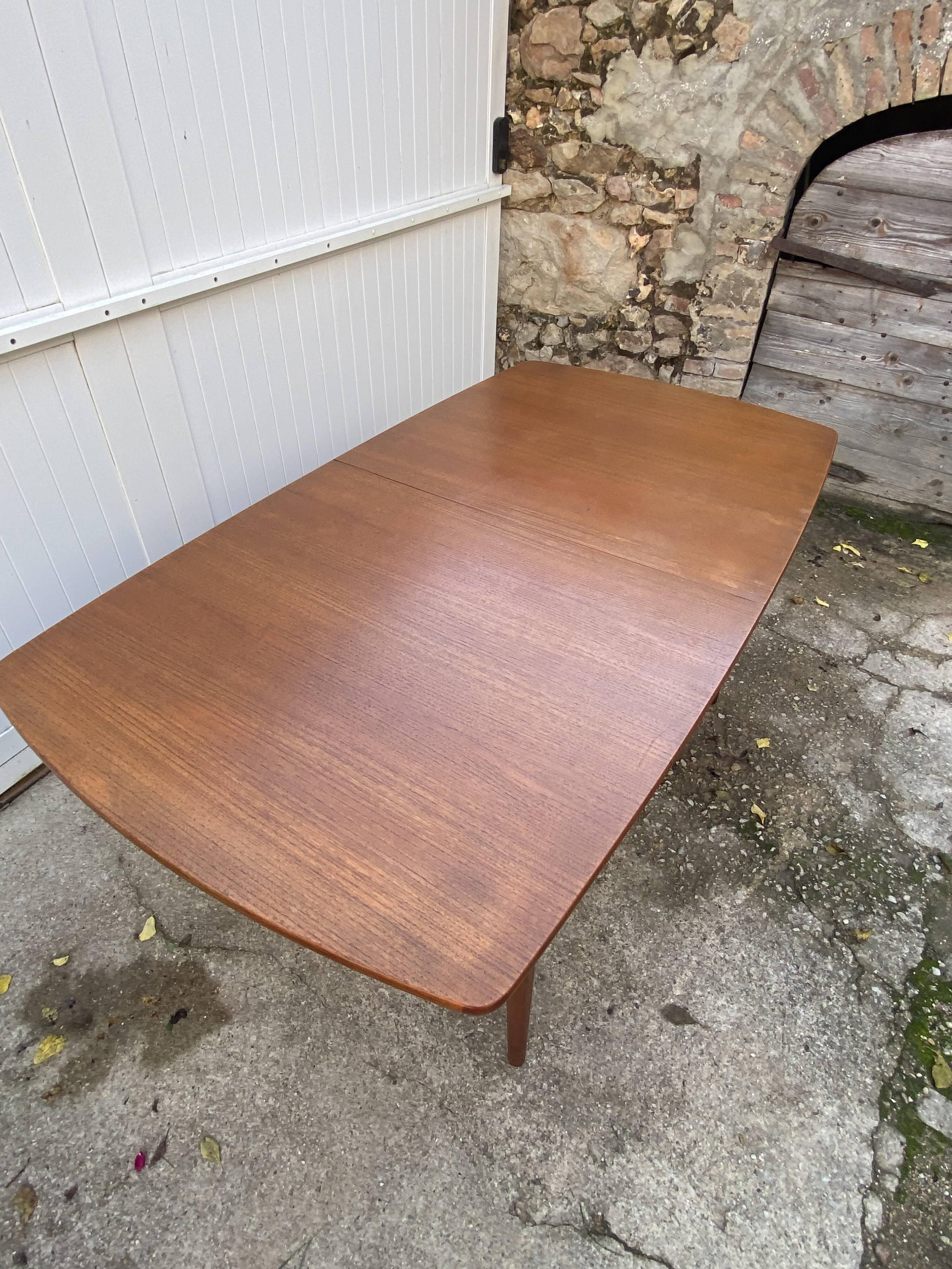 Extendable table 2 Scandinavian teak extensions 165/207/249 x 91cm vintage an60