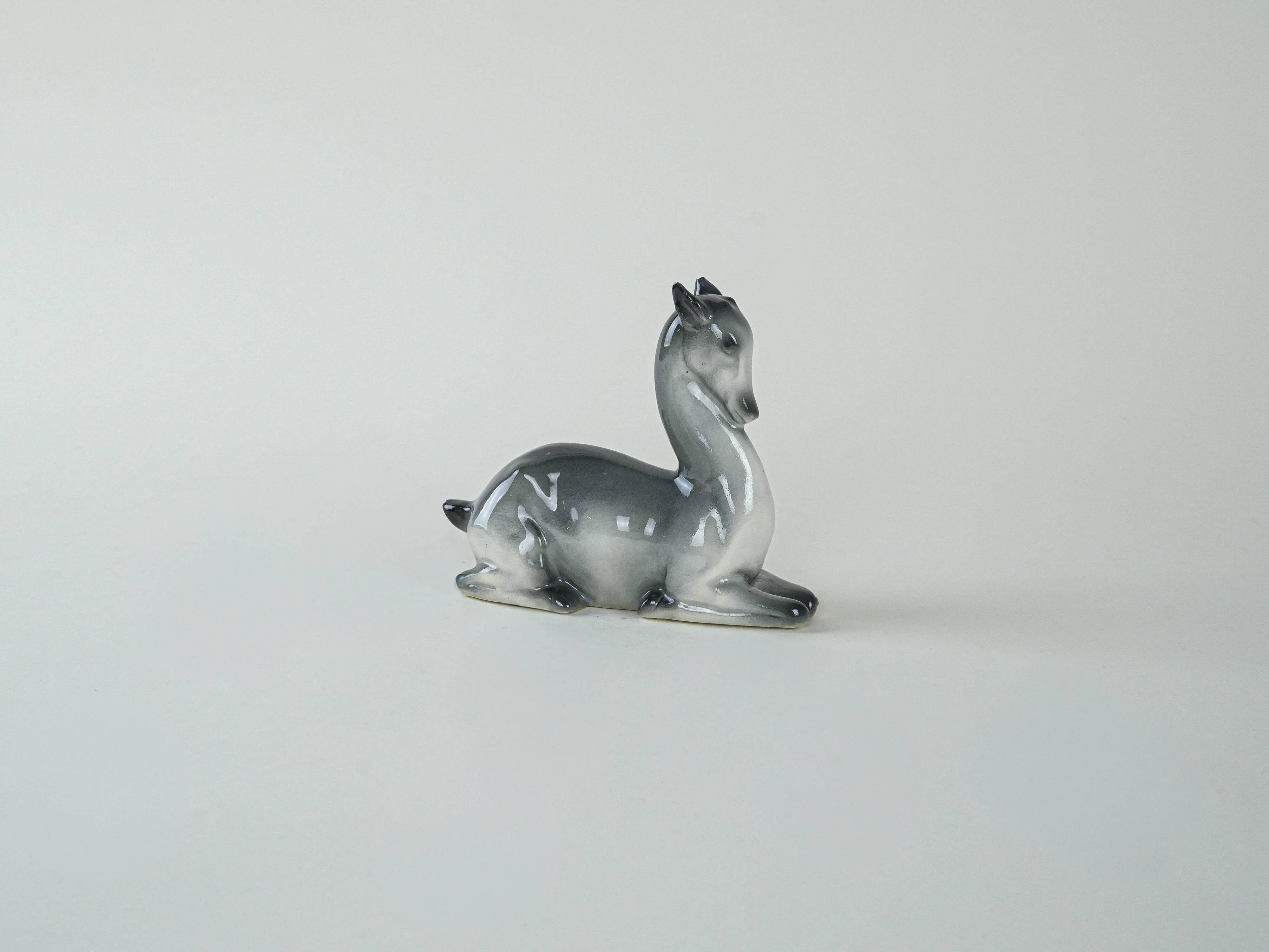 Ceramic deer figurine, Danish design, 1970s, production: Denmark