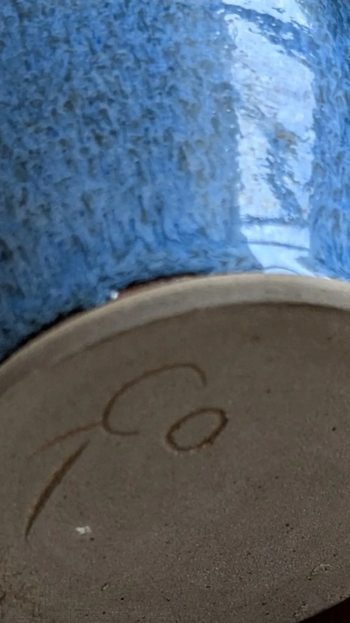 Superb Contemporary Blue Stoneware Round Vase – Signed Pierre Bernier