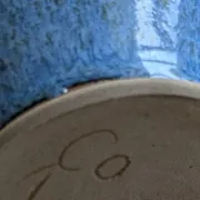 Superb Contemporary Blue Stoneware Round Vase – Signed Pierre Bernier