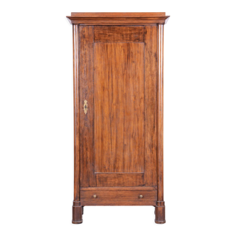 XIXth Century Biedermeier Solid Oak Wardrobe Cabinet, Restored, Czechia, 1830s