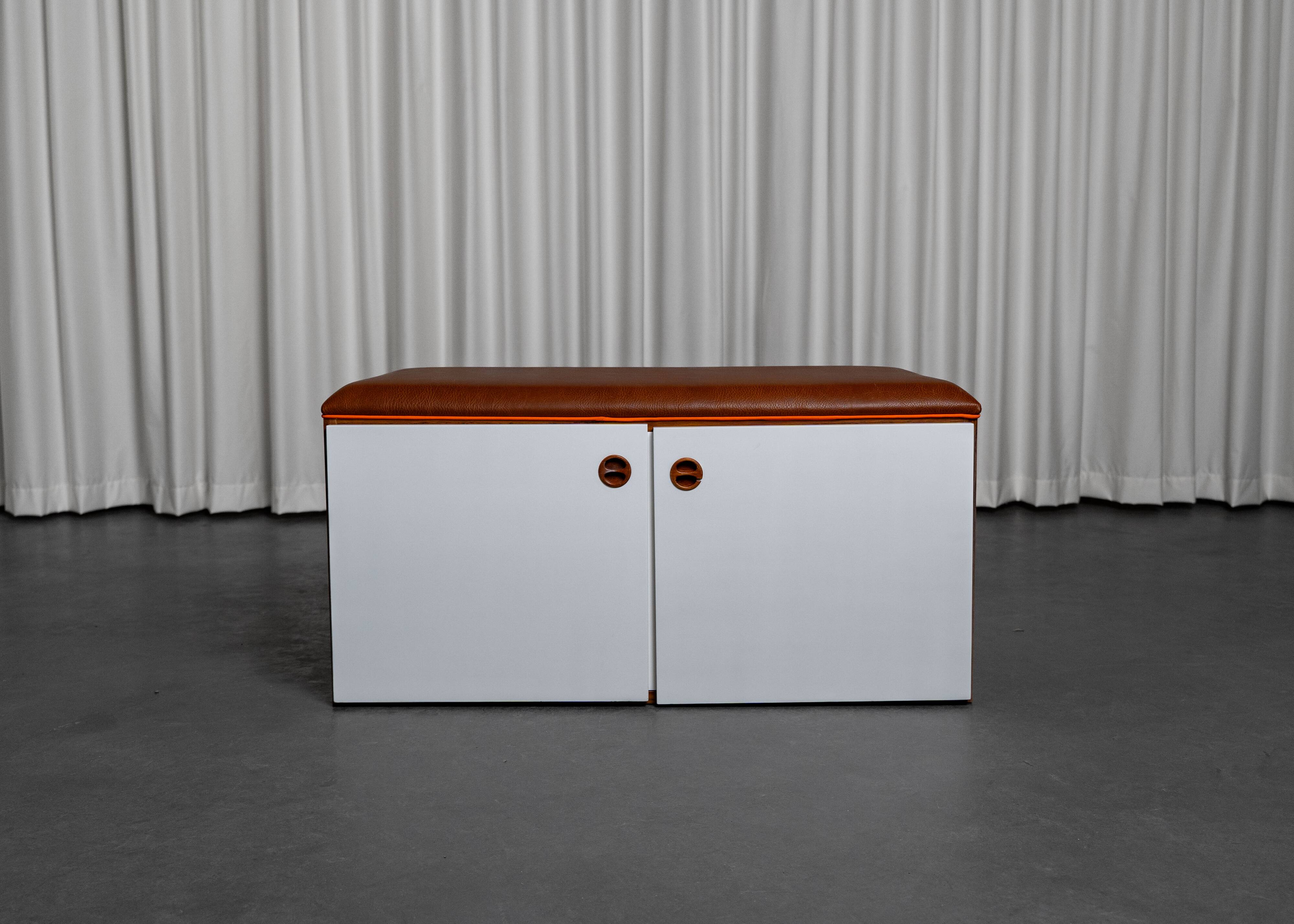 Vintage bench storage unit