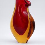 Vase Flavio Poli Seguso en verre de Murano rouge et jaune