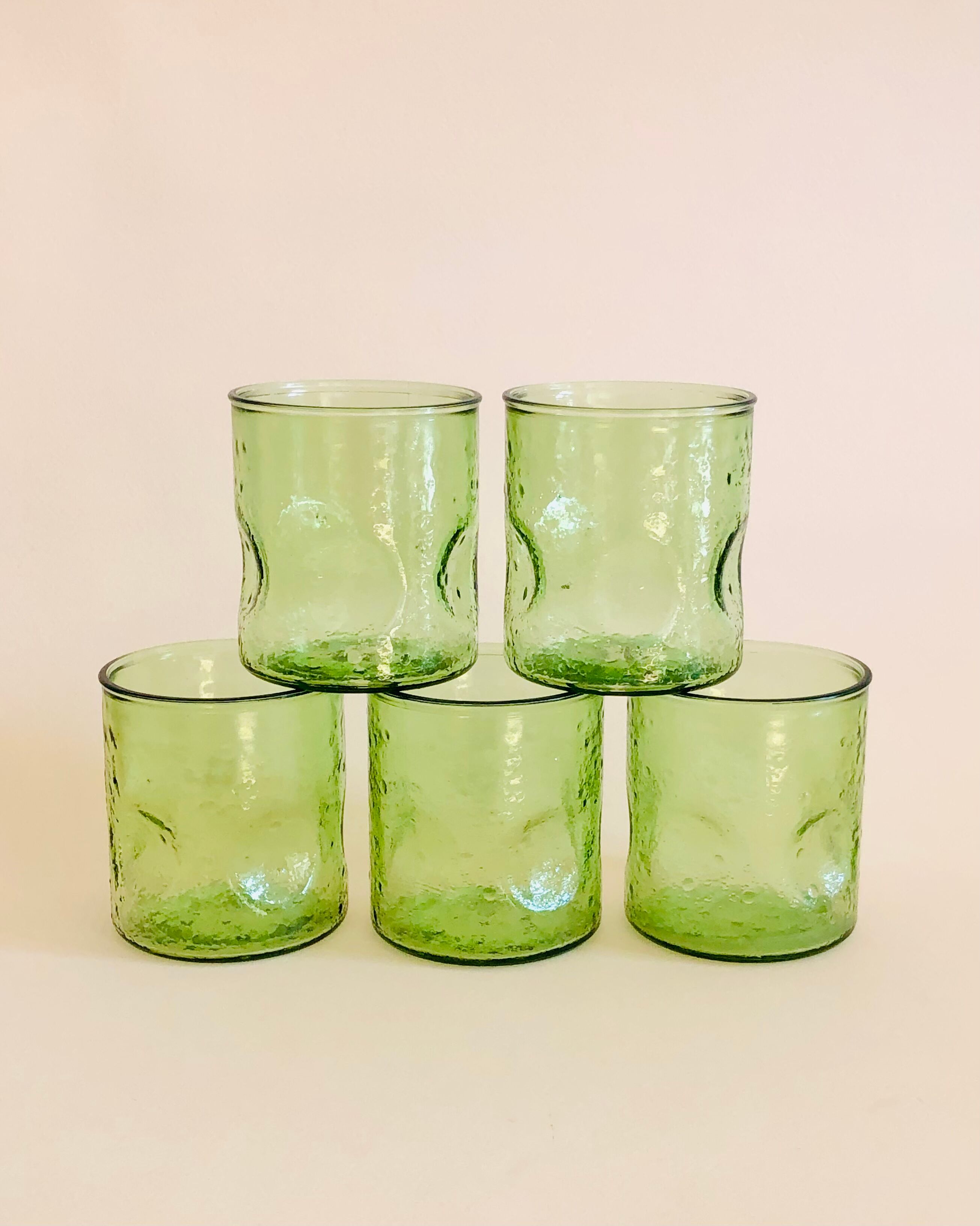 Set of five vintage water glasses